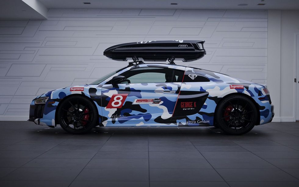 アウディR8にカモラップ＆ルーフボックス。ブラックとレッドをアクセントに使用した秀逸カスタム Life in the FAST LANE.