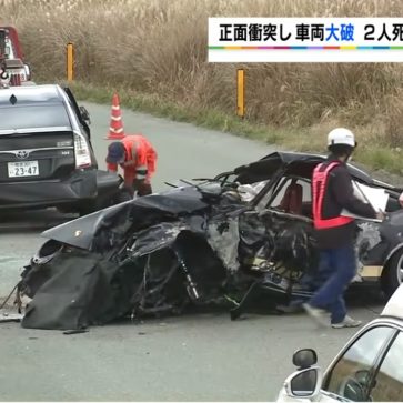 ポルシェ911が熊本のやまなみハイウェイにて事故