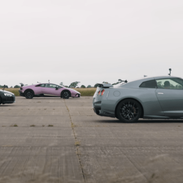 チューンドGT-Rが同じ4WDレイアウトのランボルギーニ・ウラカン、アウディR8と加速を競う