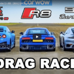 日産GT-R、アウディR8、ポルシェ911ターボのドラッグレース動画