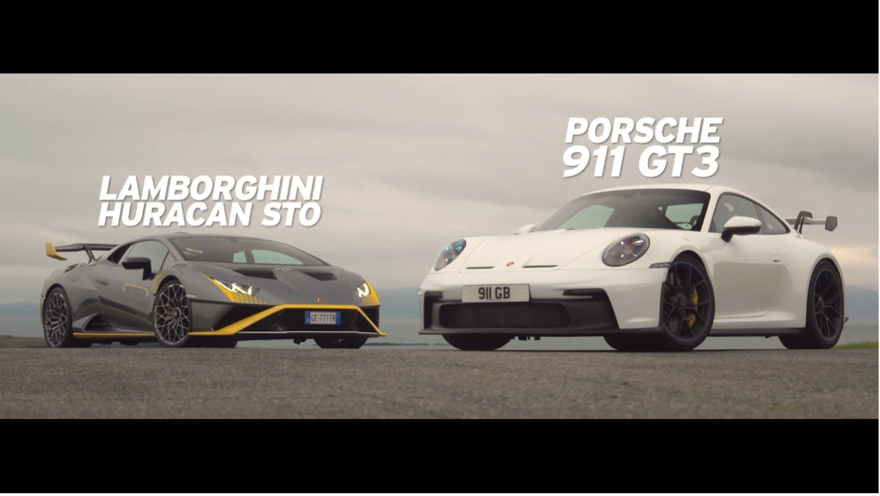【動画】ランボルギーニ・ウラカンSTOとポルシェ911 GT3とをサーキットテスト！似て非なる両者の勝敗はいかに？