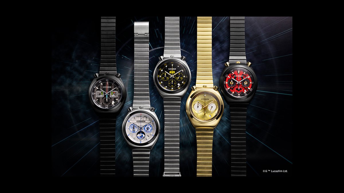 今日から予約開始！シチズン x スター・ウォーズのコラボ腕時計5モデルがカッコいい。ベースはツノクロノ、ダース・モールの「ツノ」がプッシュボタンに