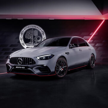 まるで改造車並みのド迫力！メルセデスAMG C63 S Eパフォーマンス F1エディション発表、ボディカラーは「グラデーション」にレッドアクセント