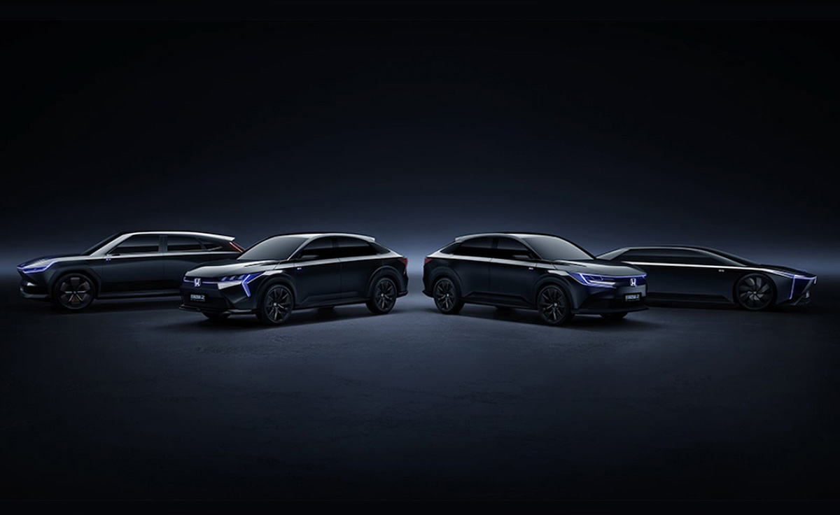 ホンダが中国にて「新型EVコンセプト」を公開、そのうち2台の「e:NS2」「e:NP2」を2024年に発売すると発表。新車販売の100％EV化を5年前倒しで進めることに
