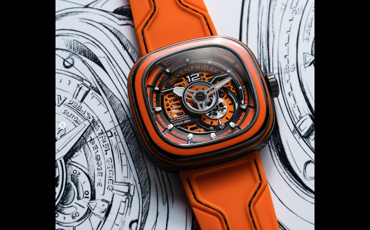 個性強めの腕時計ブランド「セブンフライデー」よりカラーカーボンシリーズ（3色）登場。インダストリアル調、イメージは「エンジンや工具、機械に歯車」