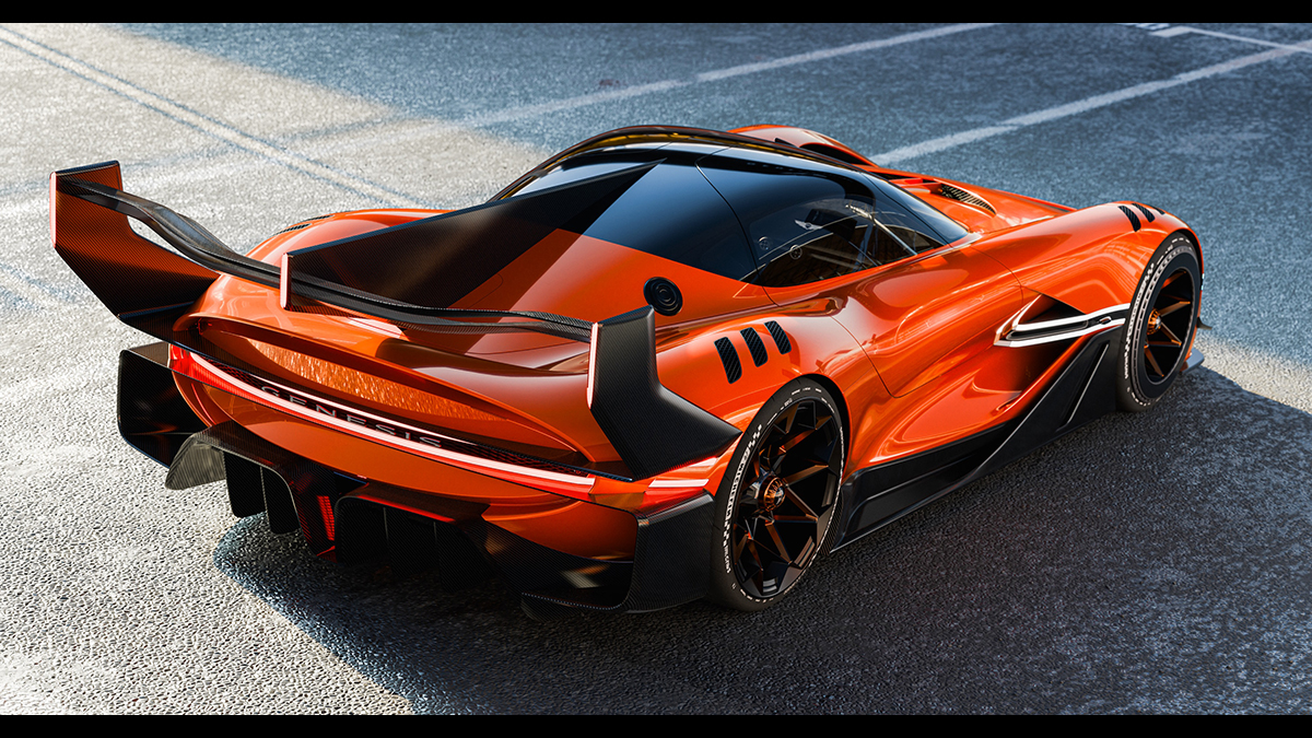 ジェネシスより「X グランレーサー ヴィジョングランツーリスモ コンセプト」発表。新サブブランド「マグマ」のイメージカラーであるオレンジをまとい1540馬力を発生