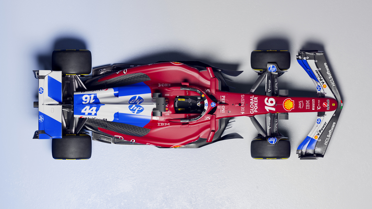 【フェラーリ×HP】マイアミGPにて“非対称リバリー”を採用したF1マシンを発表|技術革新とデザインが融合した「F1の未来」「走るイノベーション」を提案