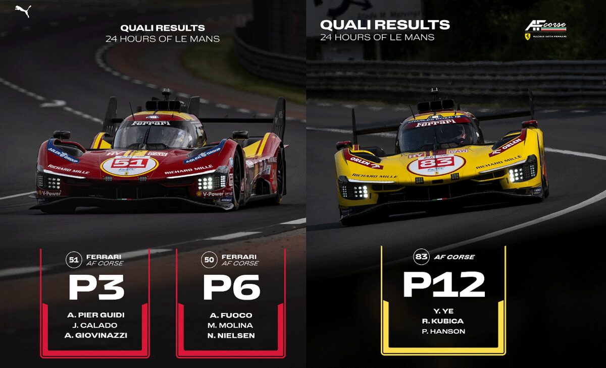 【ル・マン2025】フェラーリ499Pが予選で好発進。ハイパーポール進出を決めてまずは3位と6位。なお1位はキャデラック、2位はBMW