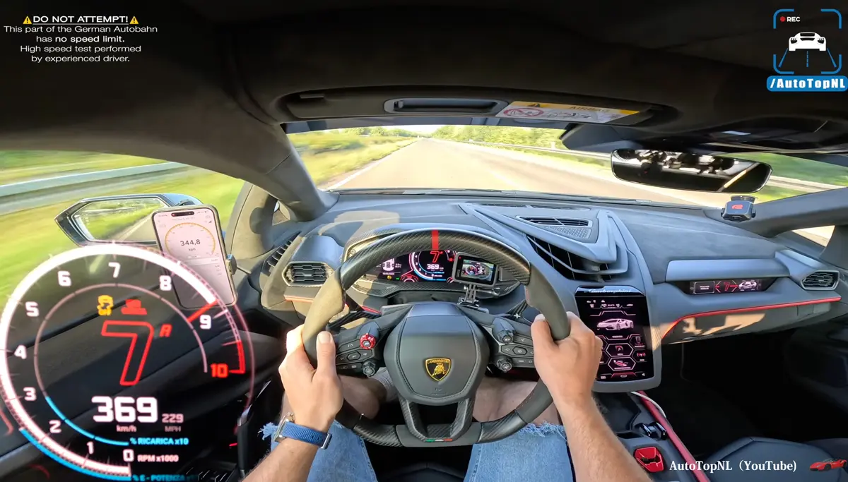 ランボルギーニ・レヴエルトがアウトバーンで369km/hを記録。公道で合法的に「公称値超え」の走行映像が公開【動画】