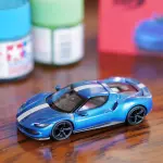 BBR製、フェラーリ296GTB（1/64）モデルカーを自分仕様へとカスタム。ホイールとテールパイプはブラックに、ホワイトのリバリーを追加【動画】