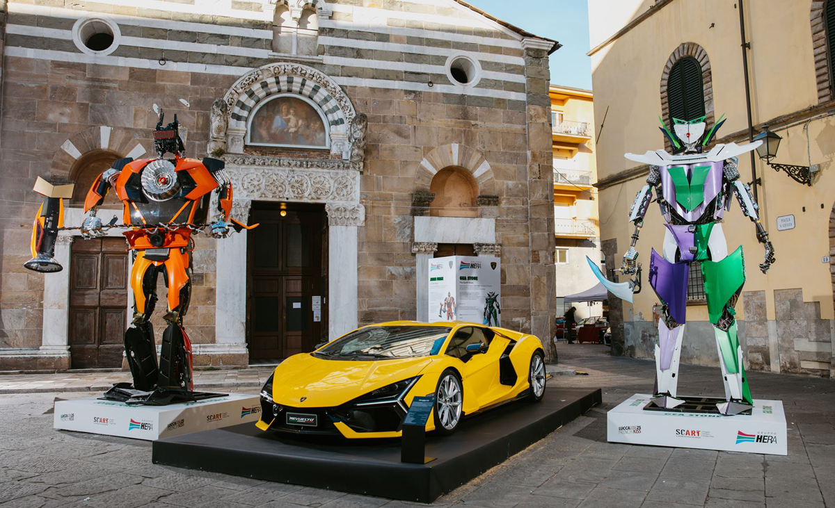 ランボルギーニ、「SCARTプロジェクト」をで初公開。スーパーカーの廃材から生まれた“環境防衛ロボット”6体を展示