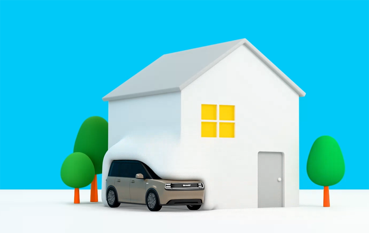 「走らない時間」に焦点:新しいコンセプトを持つシャープのEV「LDK+」はガレージで“家族になる”。家と一体化する新しい考え方に注目