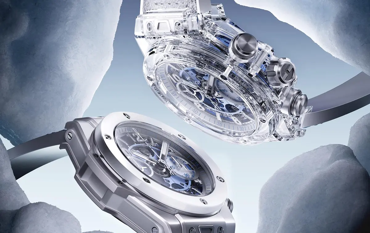 ウブロが「ウインター」仕様のビッグ・バンを2モデル発売、巻き上げローターは「雪の結晶」。サファイアクリスタルモデルは1054万円