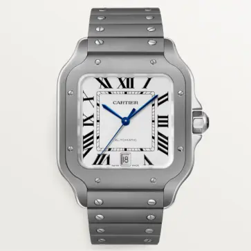 カルティエ サントス「120年の歴史」において初のチタンモデル登場。マイクロブラスト＆ポリッシュのコントラストは「さすがジュエラー」