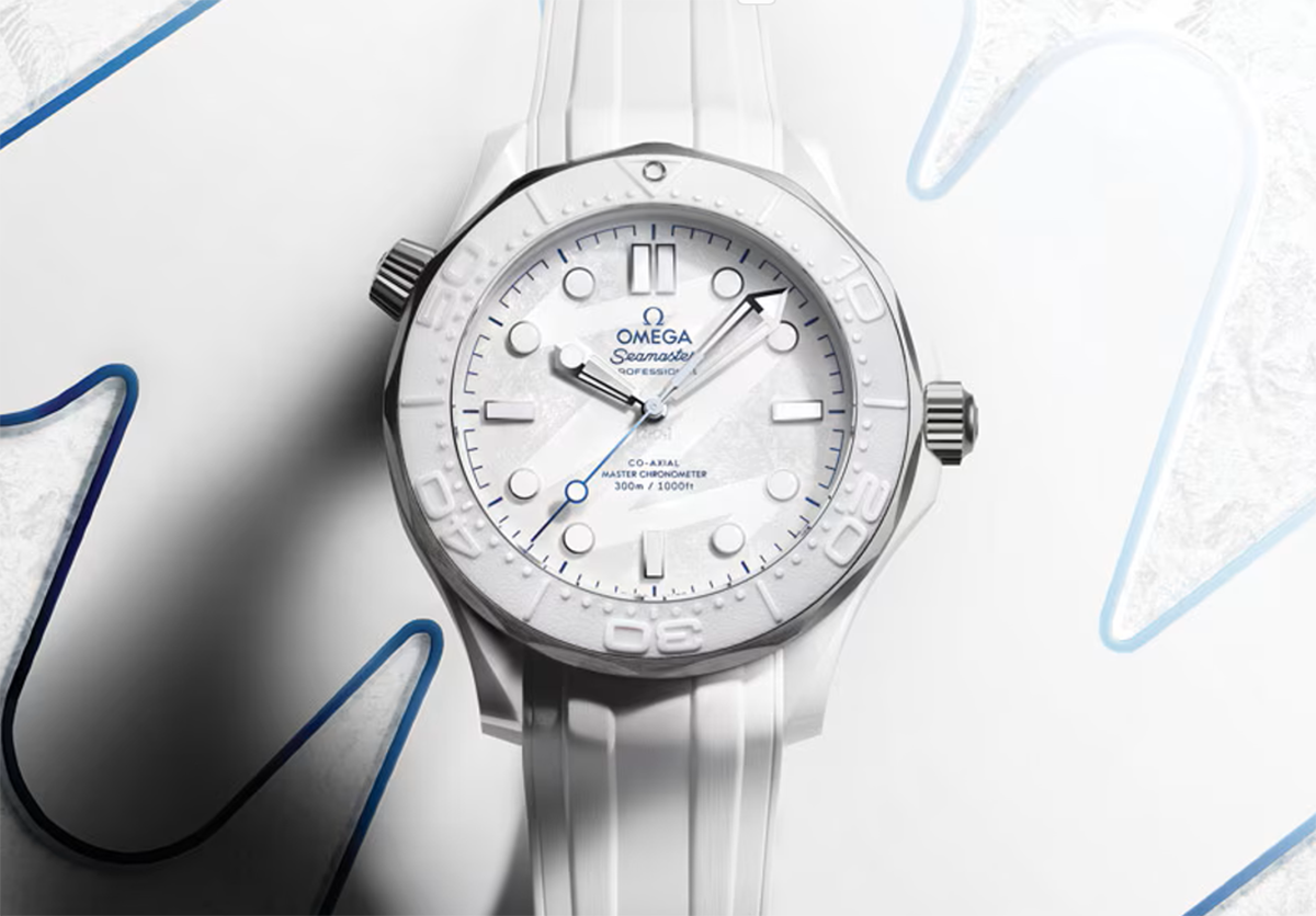 オメガが「ミラノ・コルティナ 2026」オリンピックとの限定コラボ腕時計「シーマスター ダイバー300M」を発売。冬期5輪を連想させる「スノー」「アイス」な仕上がりに【動画】