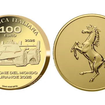 これは買うしかないな。イタリア国立印刷局・造幣局(IPZS)がフェラーリの記念金貨と銀貨を限定発売、「跳ね馬」の表面に金貨だと「499P」、銀貨は「F80」「296スペチアーレ」の図柄も採用