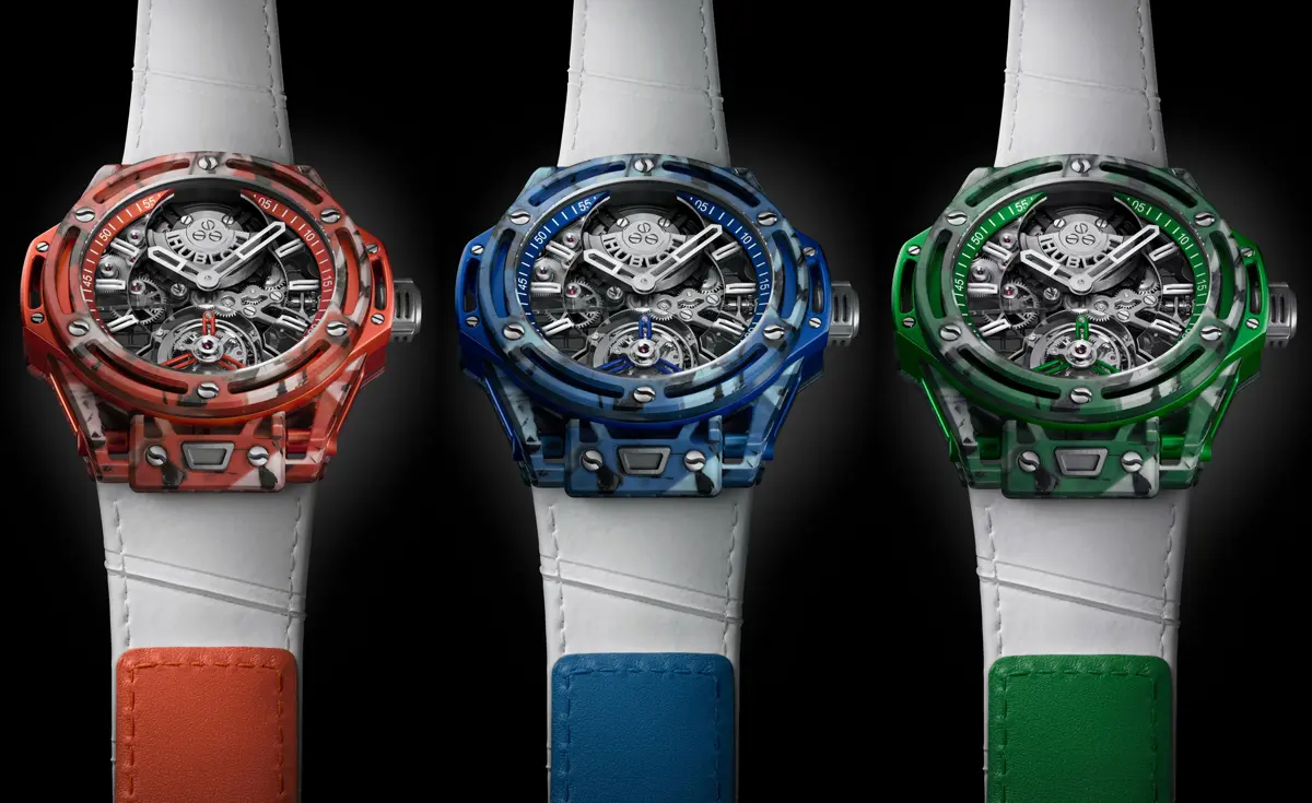 究極トゥールビヨン「ウブロ ビッグ・バン ノバク・ジョコビッチ GOAT エディション」発表。ブルー・オレンジ・グリーンの3色展開、お値段1551万円
