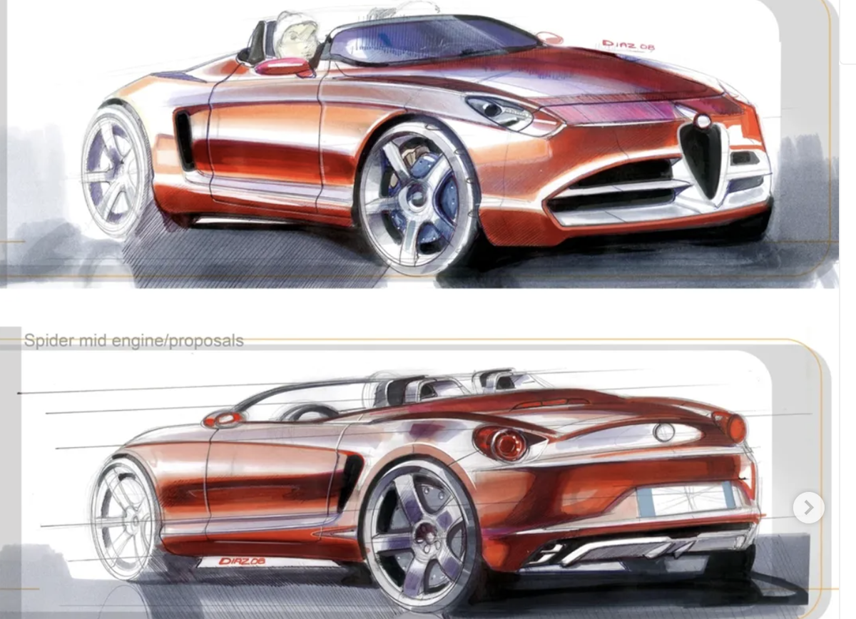 アルファロメオのデザイナーが公開した「実現しなかった、ポルシェ・ボクスターへの対抗馬」デザインスケッチ