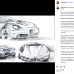 アルファロメオのデザイナーが公開した、マツダ・ロードスターベースの「デュエット」のデザインスケッチ