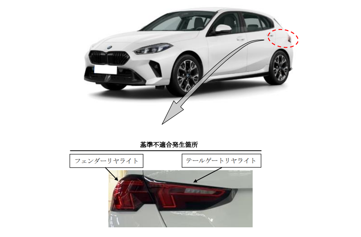 BMW 1シリーズと2シリーズのリコール図解(テールランプ)