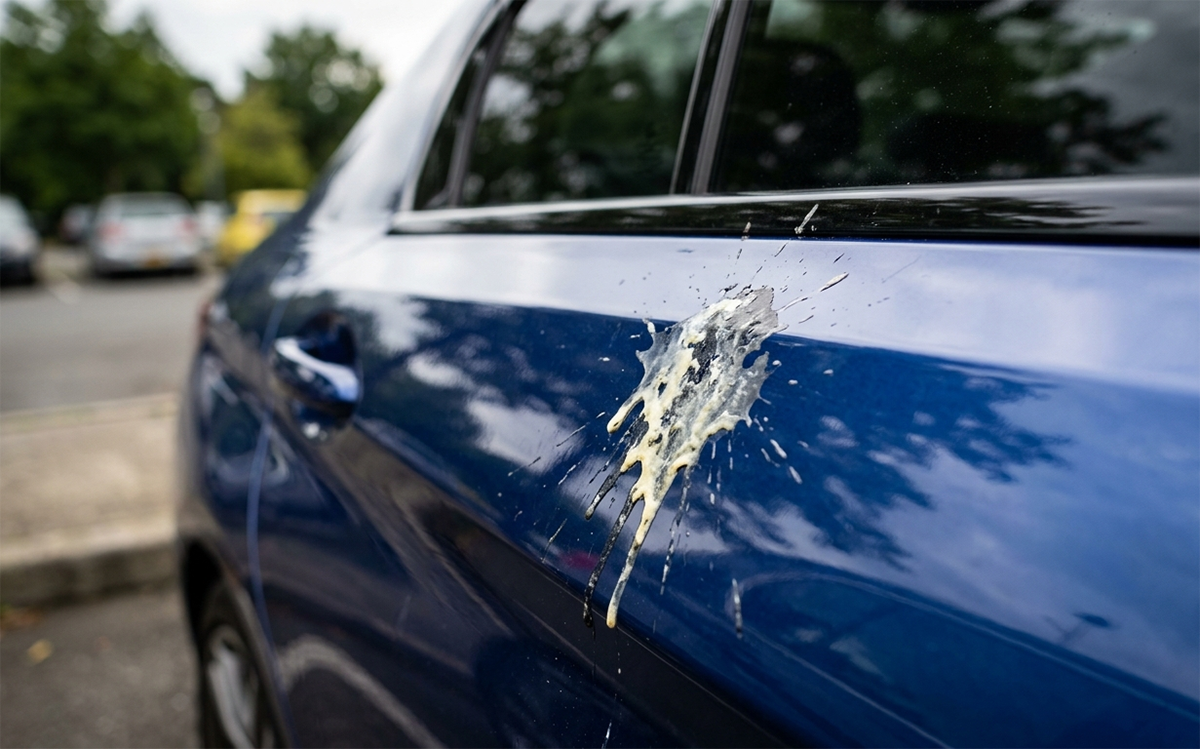 ボディに落ちた鳥の糞の画像(AIによる生成)