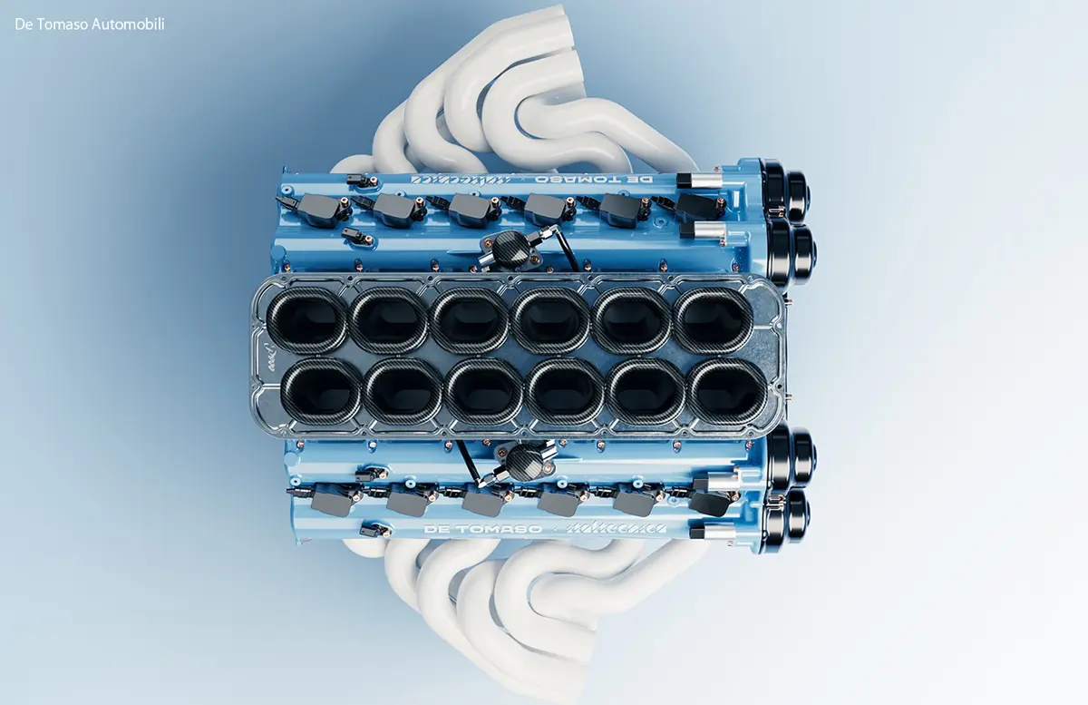 デ・トマソが放つ「究極のV12」の全貌。7リッター自然吸気、フェラーリF1用エンジンの設計者も開発に参加