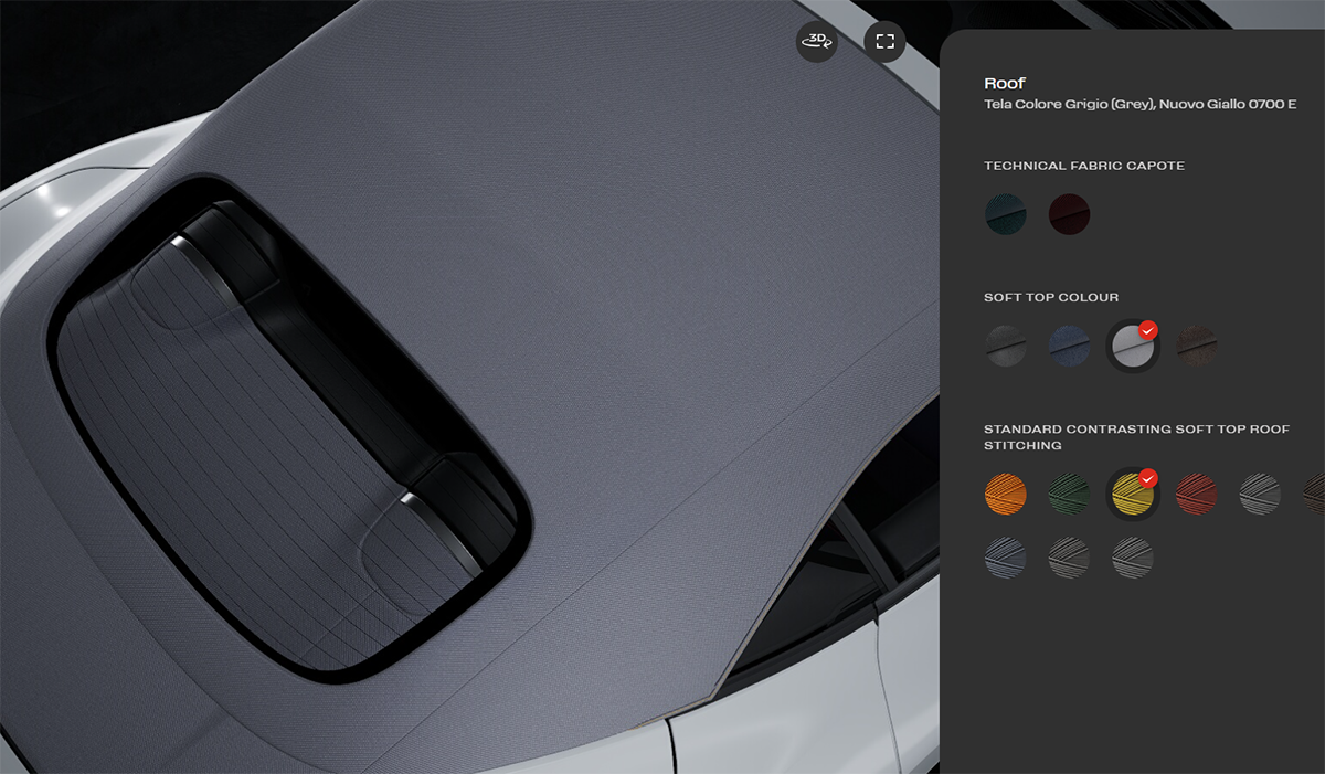 フェラーリ アマルフィ スパイダーのカーコンフィギュレーター～ルーフのカラーバリエーション（グレー）