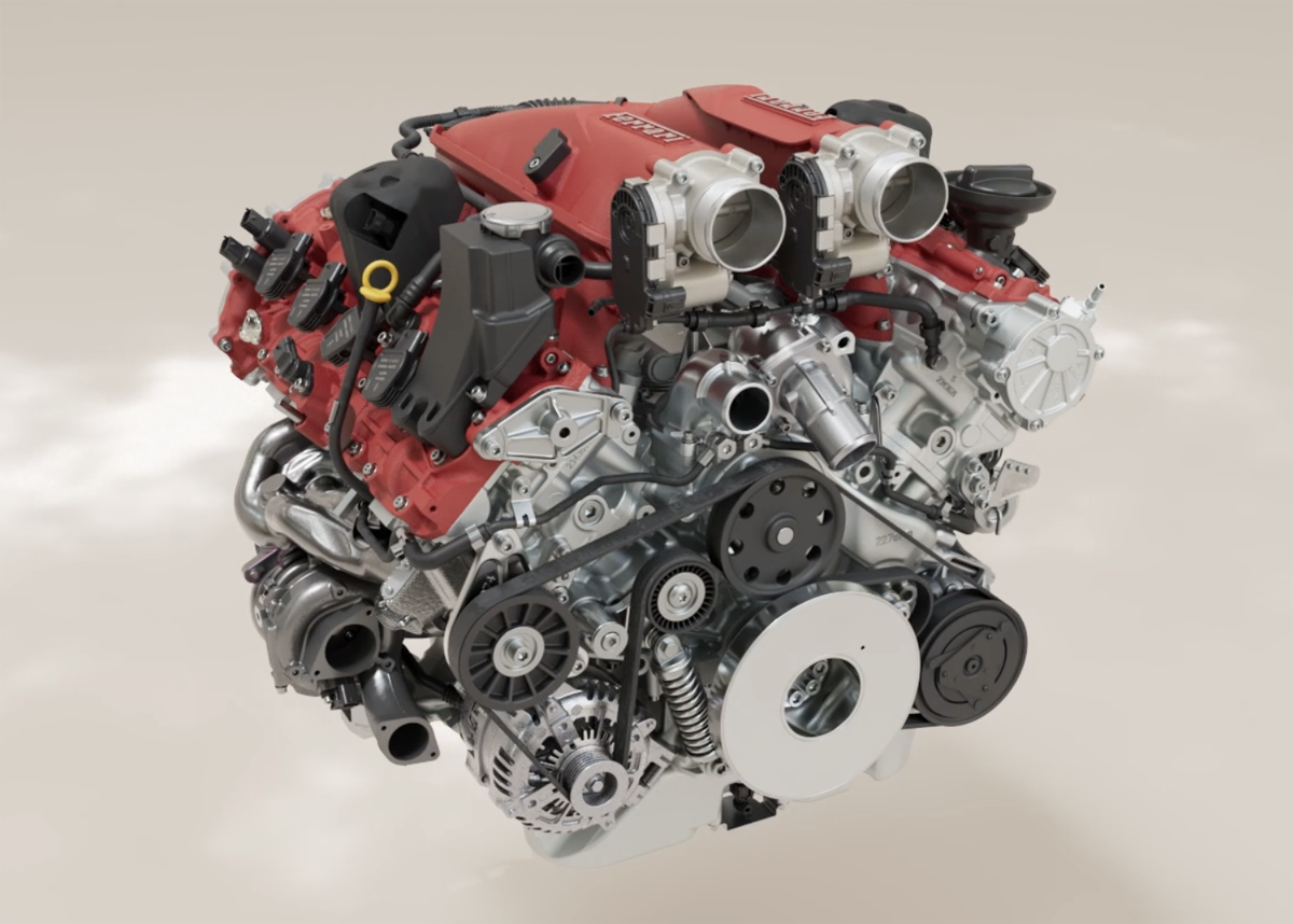 フェラーリ・アマルフィ・スパイダーのV8ツインターボエンジン（F154）