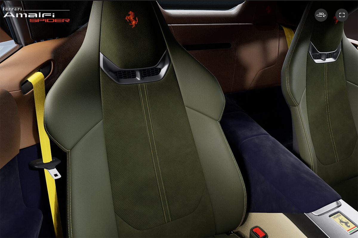 フェラーリ アマルフィ スパイダーのカーコンフィギュレーター～インテリアカラーの選択肢～シートカラー
