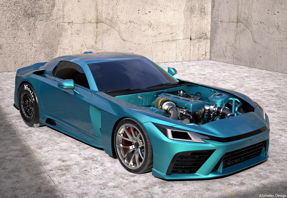 GR GTがもしもドラッグレーサーになったら?フロントフードを外してエンジンがむき出しになった画像