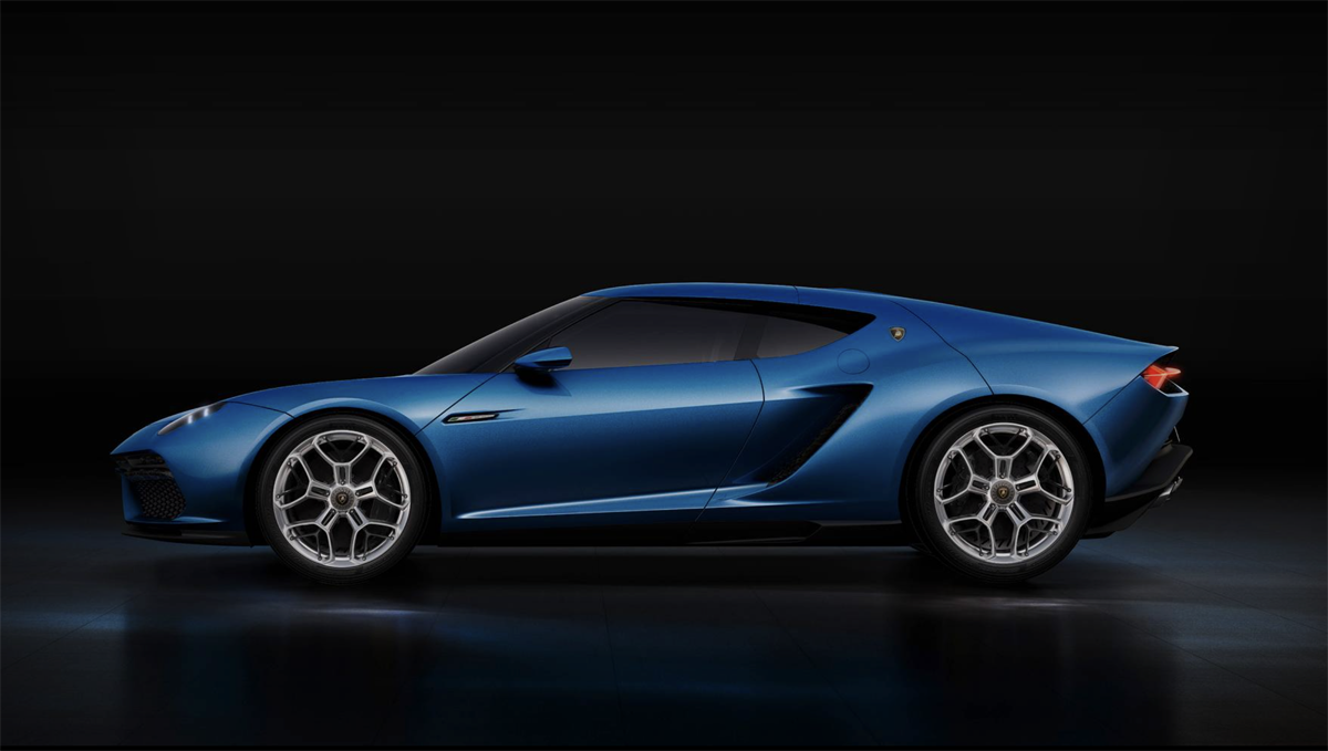 ランボルギーニのコンセプトカー「アステリオン」のサイドビュー（ブルー）