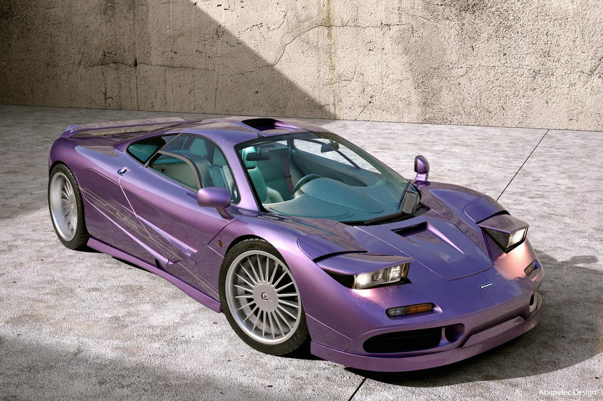 アルピナがマクラーレンF1をカスタムした「もしも」スーパーカーのレンダリング（全景）