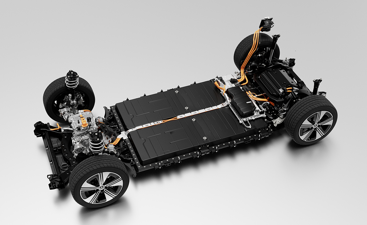 メルセデス・ベンツのEVシャシー構造（4WD）