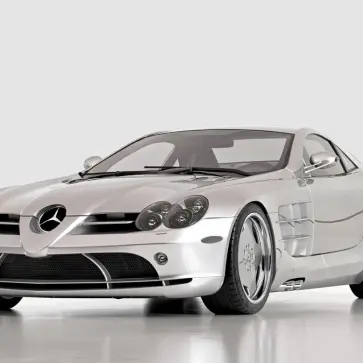 メルセデスSLRマクラーレンにディッシュホイールを装着したレンダリング(斜め前)