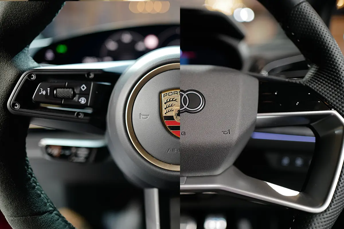 ポルシェとアウディのステアリングホイール比較