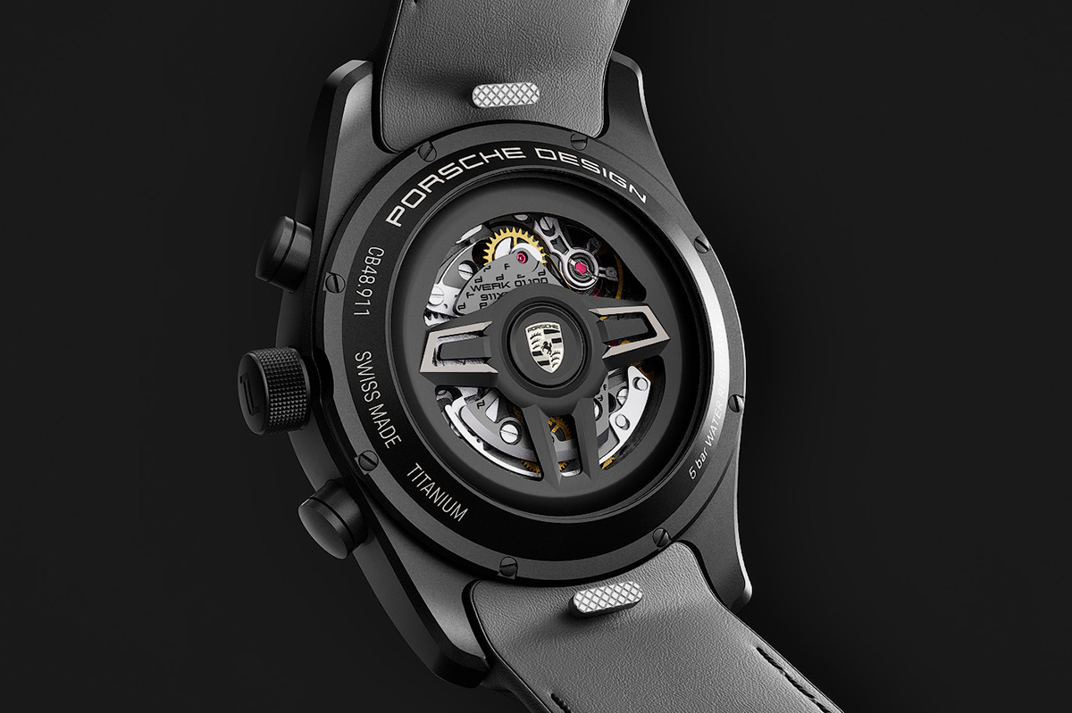 ポルシェデザインの腕時計、「カスタムビルト・タイムピース」によるカイエン仕様（ケースバック）