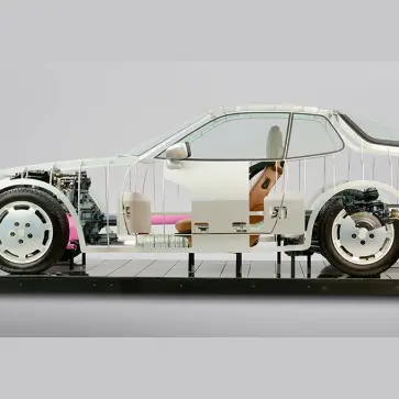ポルシェ「トランスアクスル」レイアウトのスケルトン構造（サイド）
