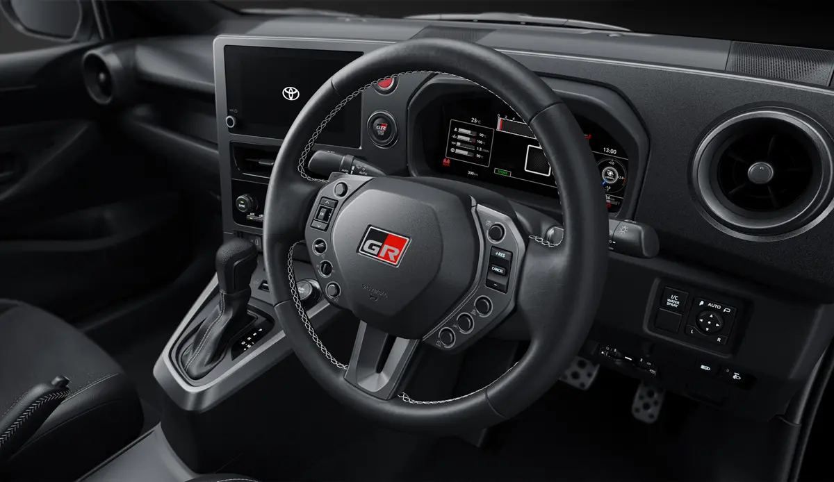 トヨタGR ヤリスのインテリア（2026年モデル、ステアリングホイール）