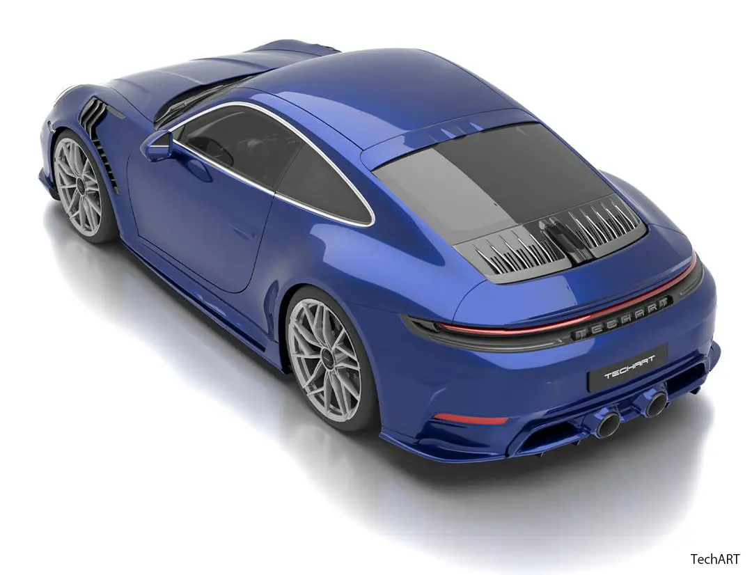 テックアートによるポルシェ911（992.2）のチューニングプログラム（ブルー）