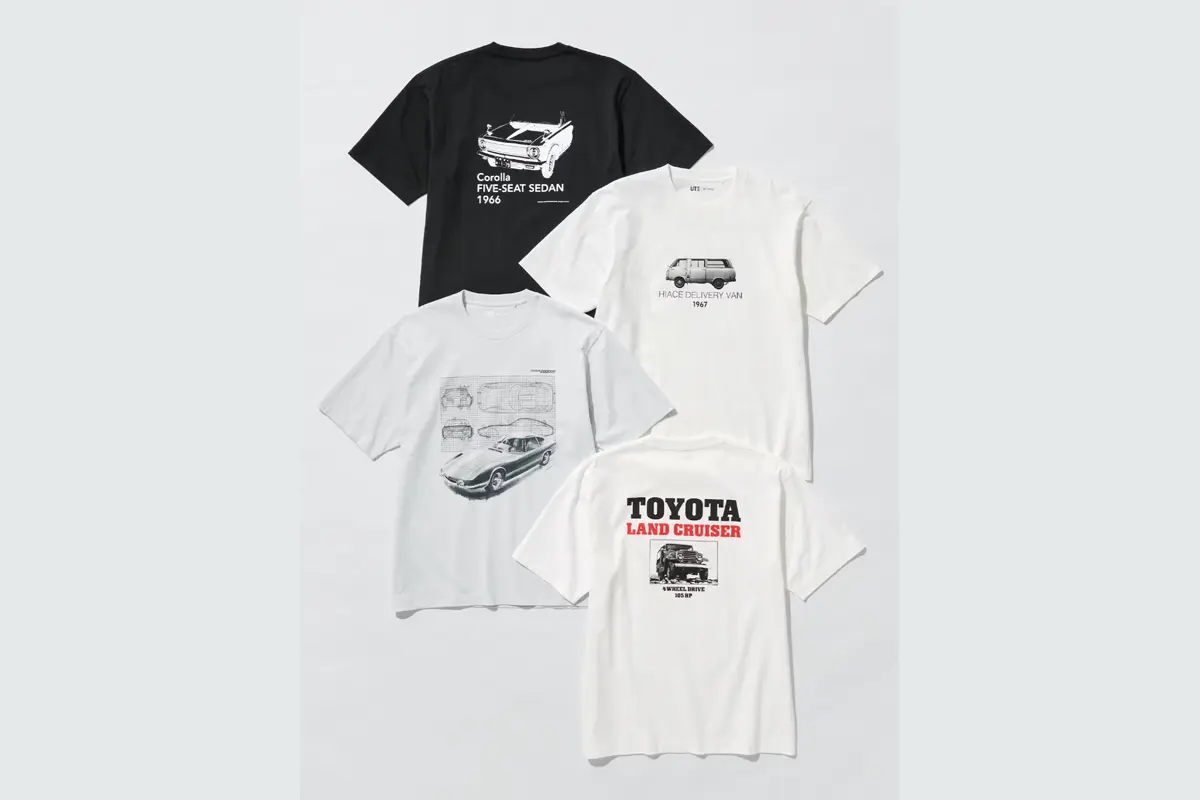 F1に続きユニクロが「トヨタ」とコラボ。トヨタを代表する「ハイエース」「ランドクルーザー」「2000GT」「カローラ」4モデル展開