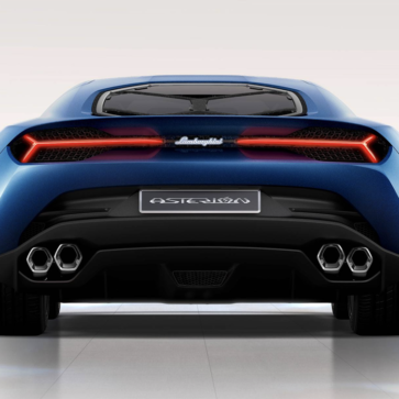 ランボルギーニのコンセプトカー「アステリオン」のリアビュー（ブルー）