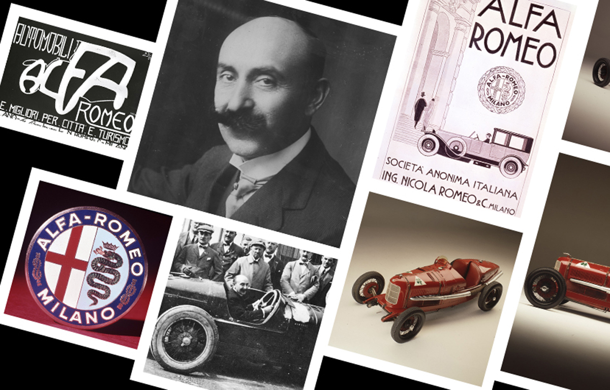 アルファロメオ創業時の車両とニコラ・ロメオ、そして広告
