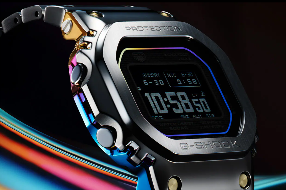 カシオ「フルメタルGショック」、レインボーIPモデル