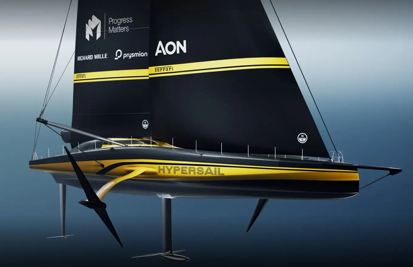 フェラーリの会場プロジェクト、「ハイパーセイル」の船体側面