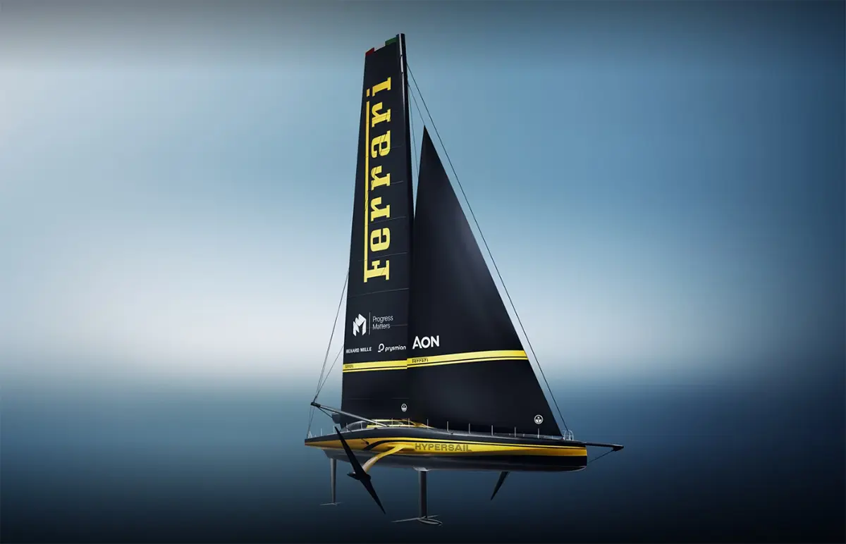 フェラーリの会場プロジェクト、「ハイパーセイル」の船体全景