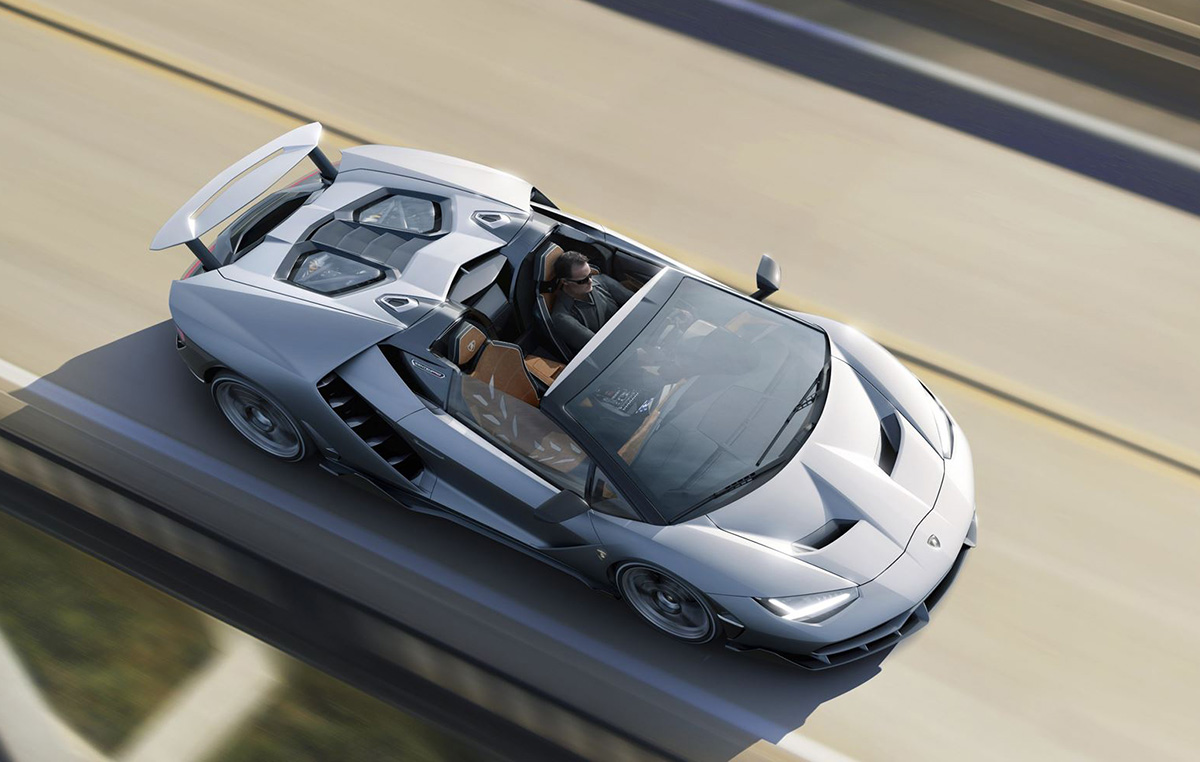 ランボルギーニ・チェンテナリオ・ロードスター（上面、走行）