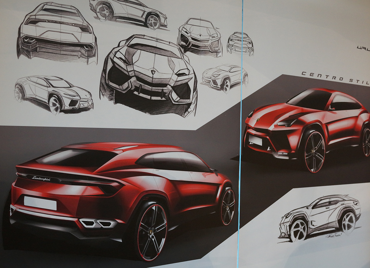 ランボルギーニ・ウルスのデザインスケッチ
