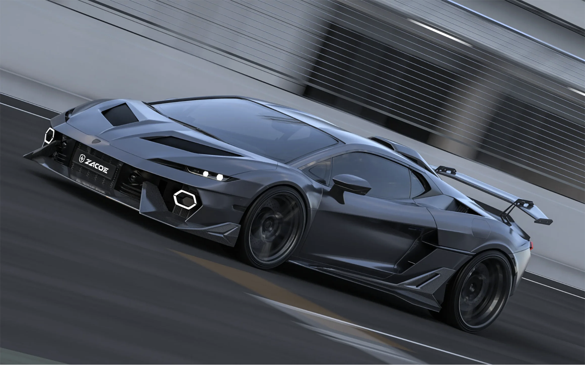 Zacoeによるランボルギーニ テメラリオのカーボンボディキット（フロント、走行）