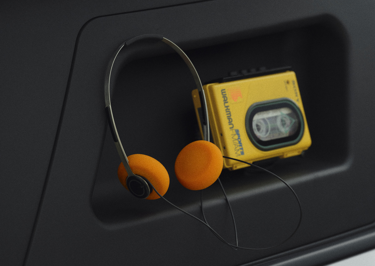 ミニとヴァガブンドとのコラボレーションによる野外フェス仕様のカントリーマン（車体に内蔵されたウォークマン）