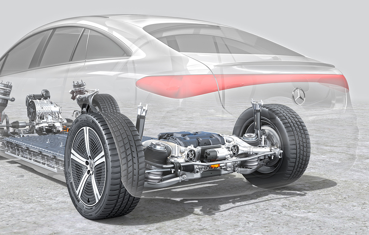 メルセデス・ベンツEQSのパワートレイン解説図